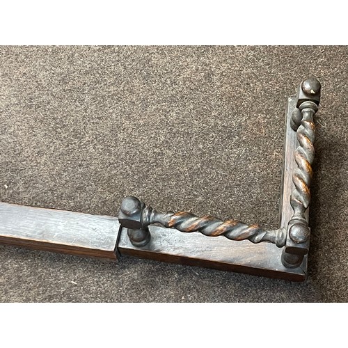 290 - Oak barley twist adjustable fire fender, approximate length extended 48 inches