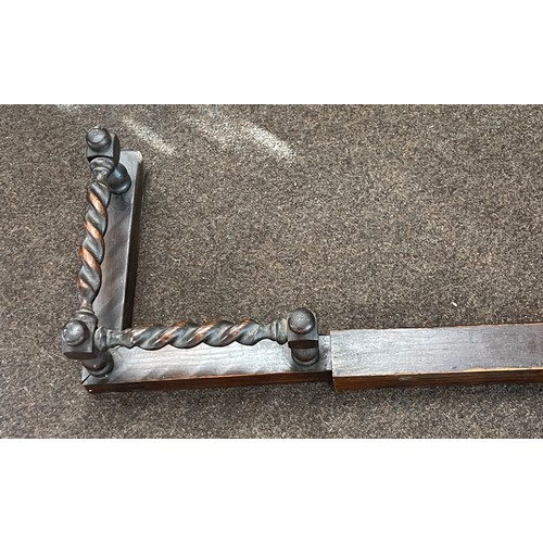 290 - Oak barley twist adjustable fire fender, approximate length extended 48 inches