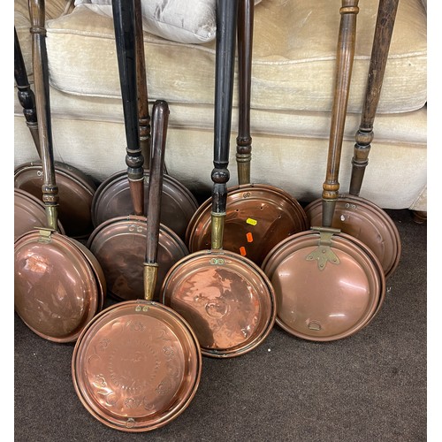 332 - Selection 17 antique bed warming pans