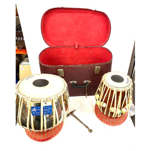 254 - Set of Akber miya & bros cased bongos/ drums