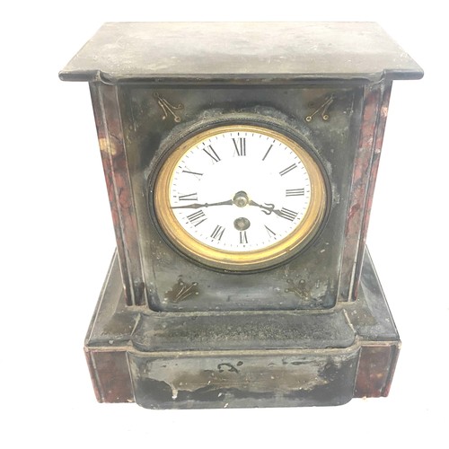 60 - Slate 1 key hole mantel clock, untested