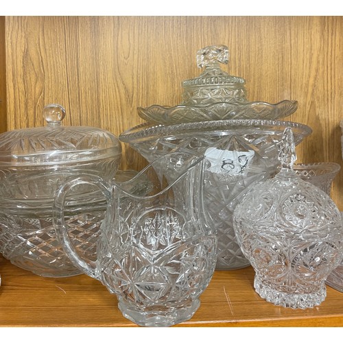 136 - Large selection of assorted glassware includes decanters, vases etc