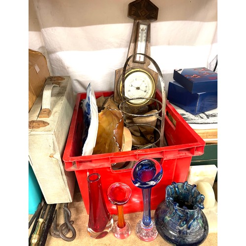 326 - Large selection of miscellaneous includes barometer, glassware etc