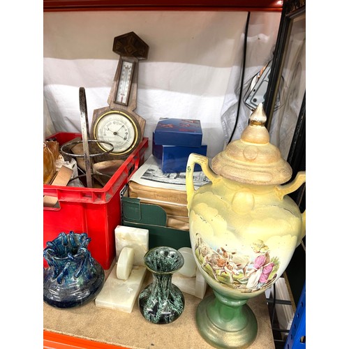 326 - Large selection of miscellaneous includes barometer, glassware etc