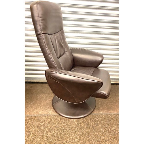 394 - Leather easy chair and stool, over all good condition