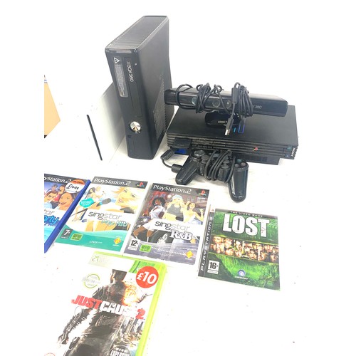 355 - Selection of games consoles includes xbox 360, play station 2, and a Wii includes games, all unteste... 