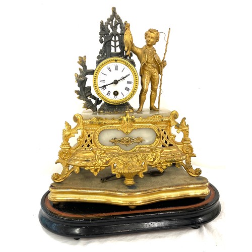 99A - Antique French mantel clock, missing dome, clock untested, approximate measurements: Height 18.5 inc... 