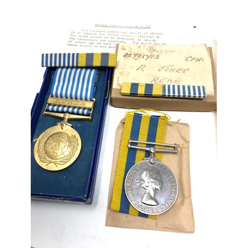 425 - Boxed ER.11 Korea medals with award letter & ribbon named to 22795702 cfn.r.jones R.E.M.E