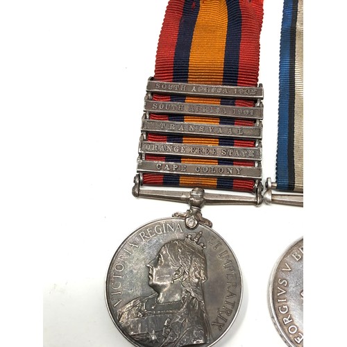 414 - Boer war & ww1 medal group 5 bar QSA Medal to 37148 tpr a hogg 1st scottish horse ww1 medals named t... 