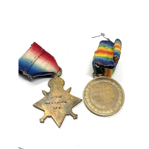 429 - ww1 medals to w-21089 gne a.h.morris r.f.a