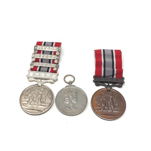 419 - 3 fire brigade medals includes exemplary service medal to leading fireman eric w may & bronze medal ... 