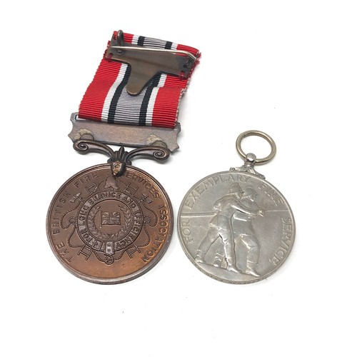 419 - 3 fire brigade medals includes exemplary service medal to leading fireman eric w may & bronze medal ... 