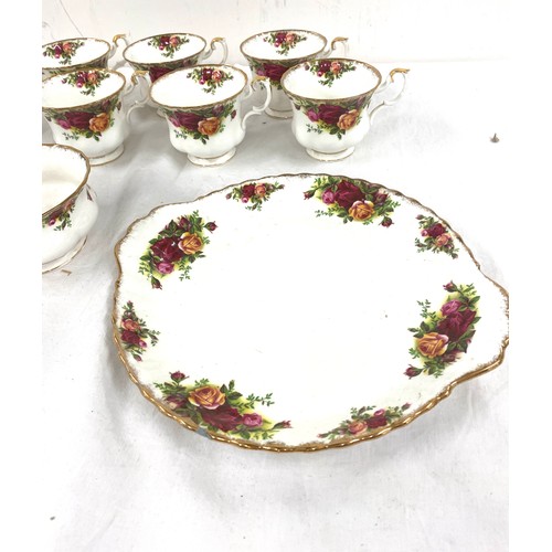 23 - Selection of Royal Albert Country Rose pieces to include 6 cups, 6 saucers, milk jug, sugar bowl, ca... 