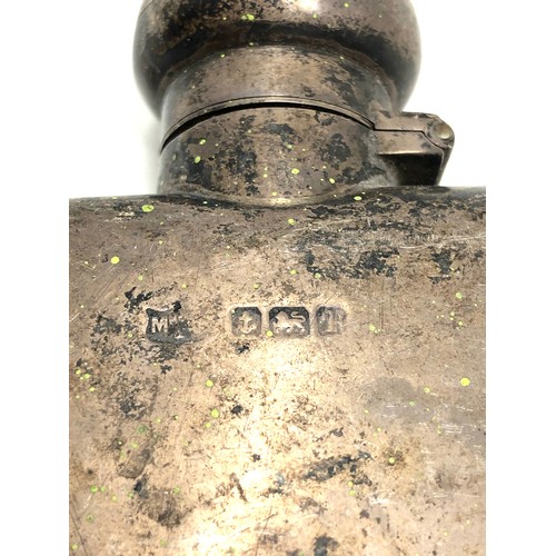 54 - Antique silver hip flask Birmingham silver hallmarks dents and marks weight 113g