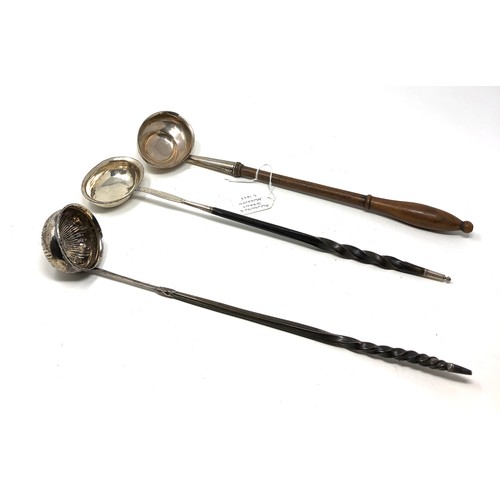 34 - 3 antique silver brandy ladles 1 with label that reads Alexander grant aberdeen c1825 other 2 not ha... 