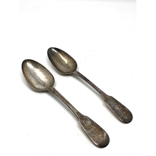 28 - 2 antique georgian scottish silver table spoons 129g