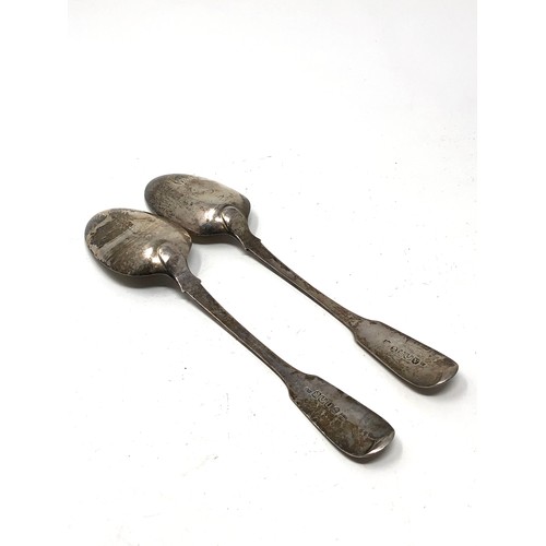 28 - 2 antique georgian scottish silver table spoons 129g