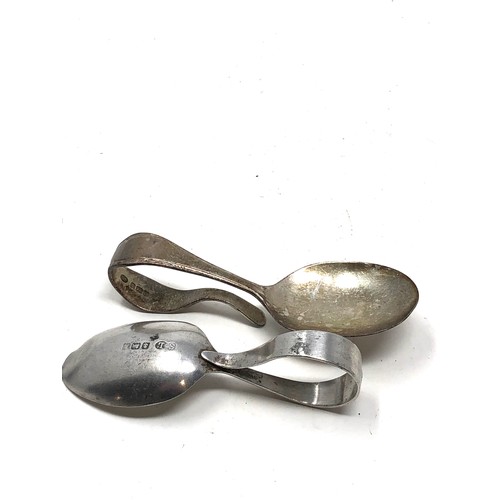 75 - Antique silver tea caddy spoon & silver 2 feeding spoons