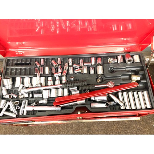 Challenge extreme tool box with tools to include sockets, spanners etc