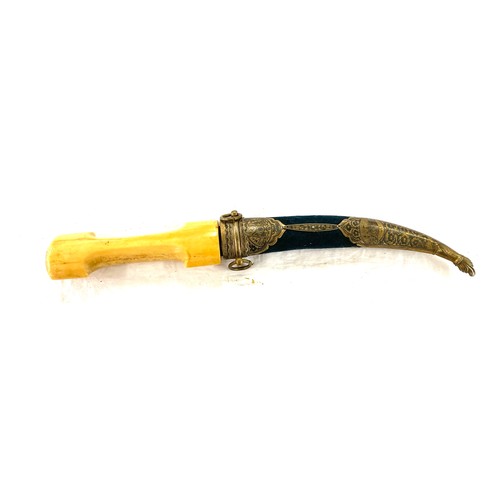 404 - Turkish ottoman 19th century dagger , handle made from walrus ivory scabbard with iraq niello silver... 