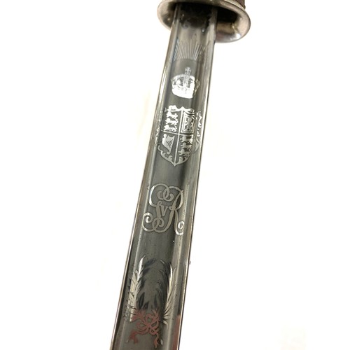 405 - George V british officers sword corps of signals blade frost etched marked with badge royal corp of ... 