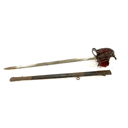 409 - Regimental scottish basket hilt sword by mole Victorian 19th century lacking grip & pommel