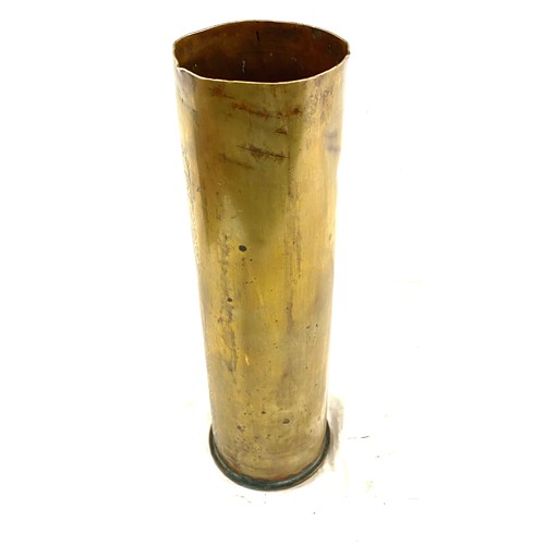 412 - Large french ww1 shell case marked 105 mle 1913 engraved with scantily clad lady height 39cm 10.5cm ... 