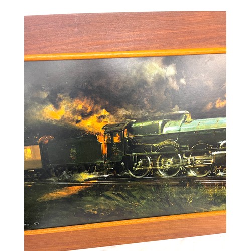12 - King George V signed print of a train, approximate measurements Height 22 inches, Width 37 inches