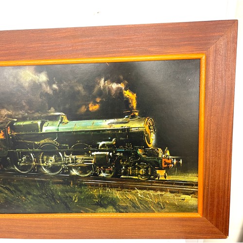 12 - King George V signed print of a train, approximate measurements Height 22 inches, Width 37 inches