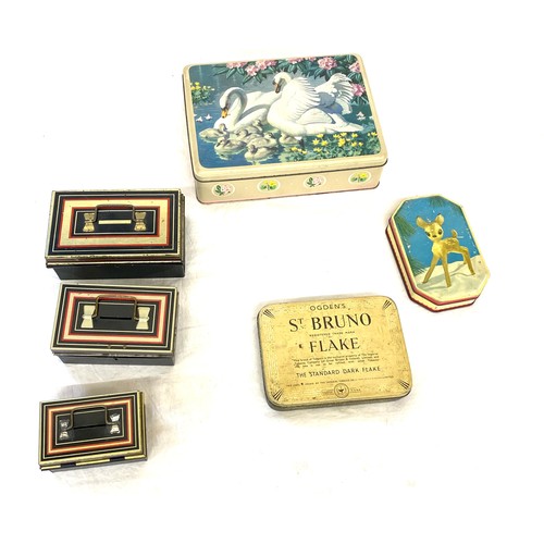 6 - Selection vintage tins, to include 3 graduated cash tins etc