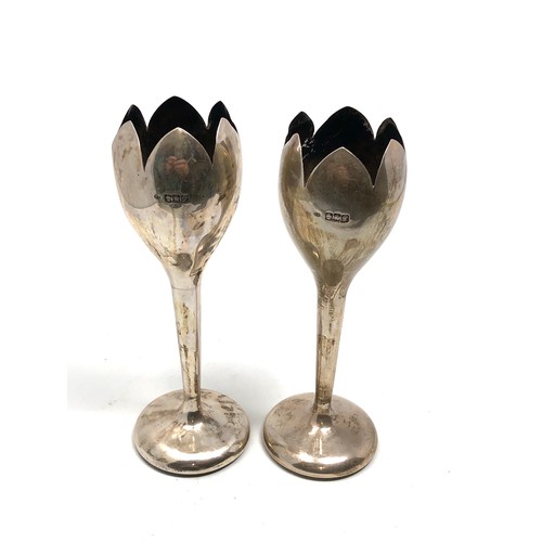 48 - Pair of scottish silver flower vases measure approx height 16.5cm filled bases total weight 240g