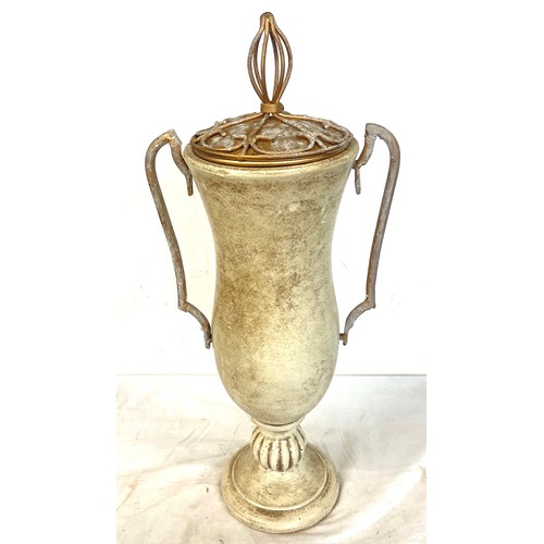 99 - 2 handled lidded vase, approximate height 22 inches