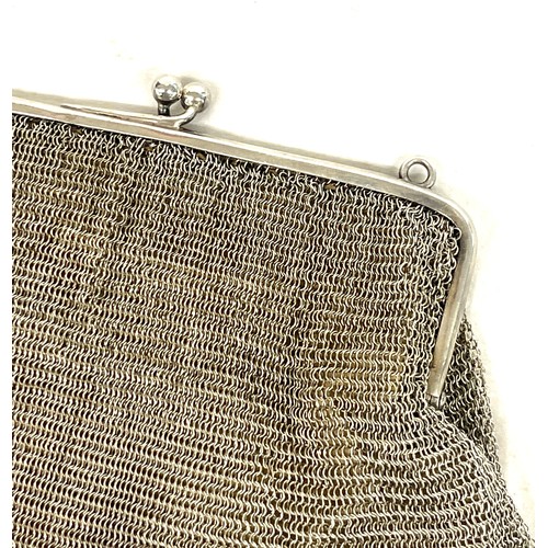 512 - Silver chainmail purse, leather lined 152g