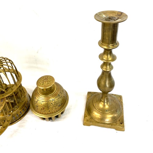 70 - Selection brassware to include companion set, bird cage etc