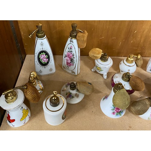 74 - Large selection of pot perfume bottles, various designs / makers/ sizes