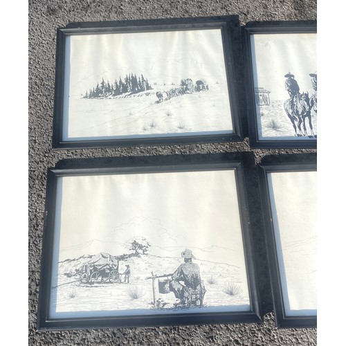 82 - Selection of framed prints by Clayton Turner, titled On the trial , Bad Ombres , Chuck Wagon, Maveri... 