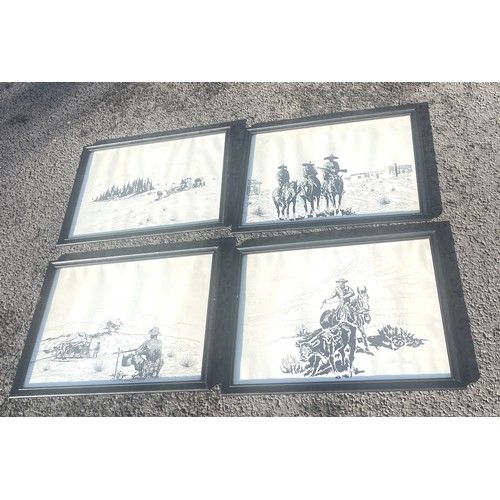 82 - Selection of framed prints by Clayton Turner, titled On the trial , Bad Ombres , Chuck Wagon, Maveri... 