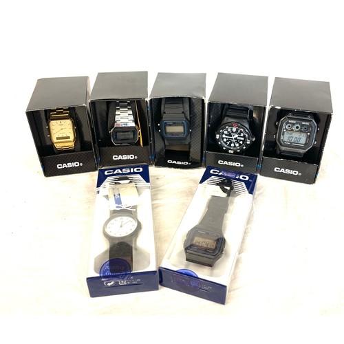 524 - Selection of new in boxes mens Casio wristwatches x 7, all untested