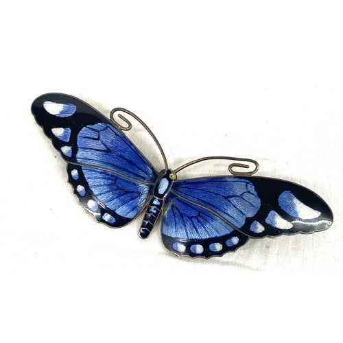 534 - Marius Hammer silver and enamel butterfly brooch, missing eye, approximate length 9cm