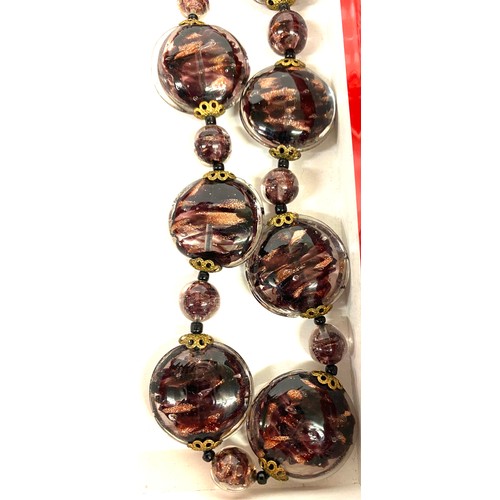 545 - 2 Vintage glass Murano necklaces