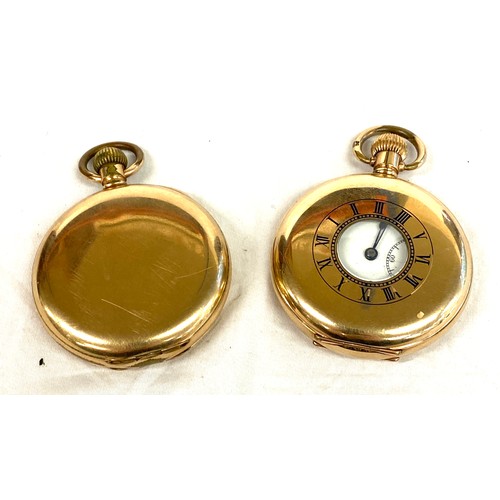 548 - 2 Gold plated pocket watches, to include half hunter, both untested