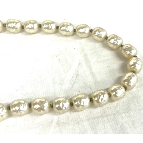 561 - Miriam Haskell baroque pearl champagne necklace with box