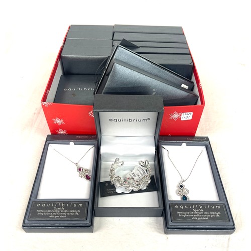 562 - Selection ladies boxed Equilibrium white gold plated necklaces, bangles etc