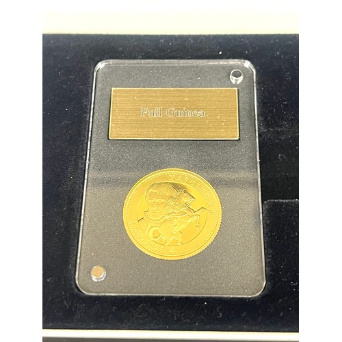 525 - Cased set of 2019 22ct gold proof Guinea's to include full, half and quarter mint coins