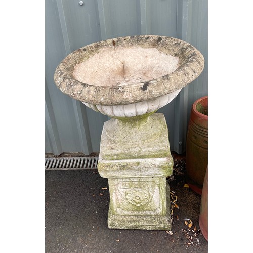 100D - 3 Piece stone planter, approximate height 35 inches