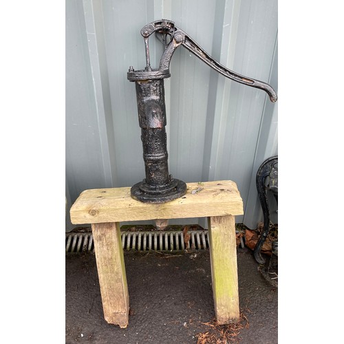 100G - Water pump on wooden stand, approximate height with stand 42 inches