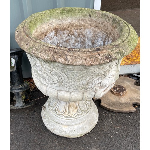 100J - 2 piece stone planter, height 25 inches, Diameter 22.5 inches