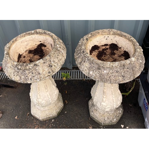 100M - 2, 2 piece stone planters, approximate height 28 inches