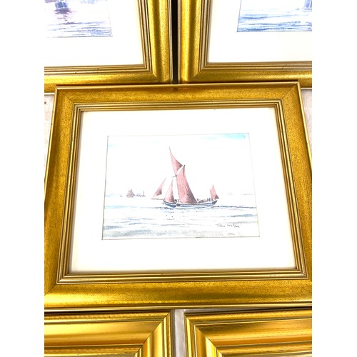 92 - 5 Framed water colour pictures of sail boats, signed John Watson measures approx 12.5