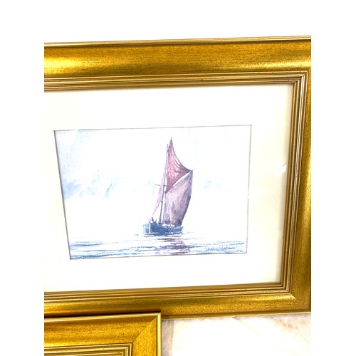 92 - 5 Framed water colour pictures of sail boats, signed John Watson measures approx 12.5